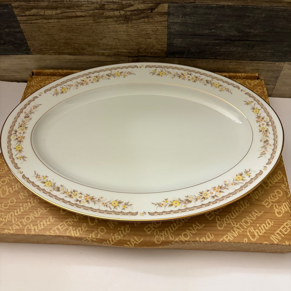 Ekco International Golden Autumn 14 inch Oval Platter Exquisite Fine China Japan